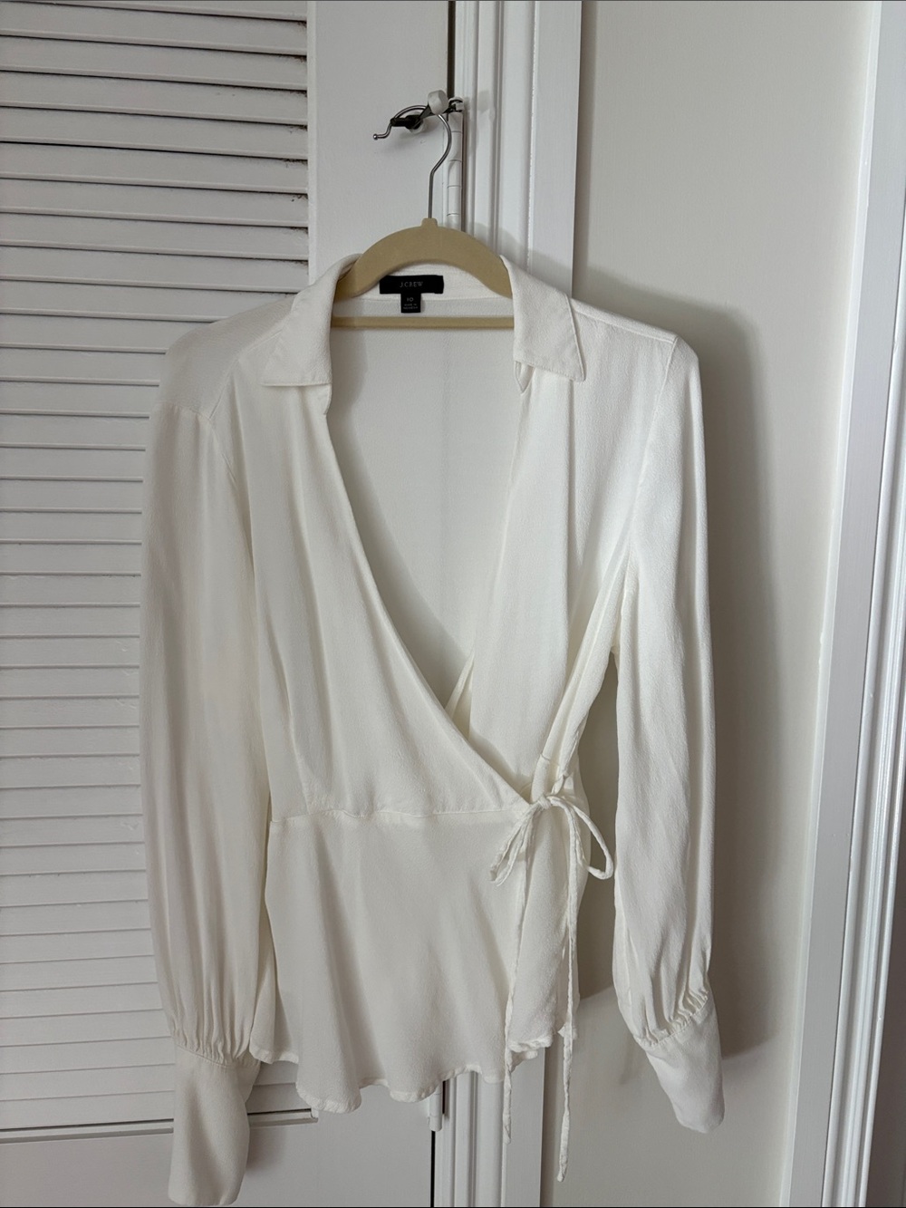 J. Crew Cream Wrap Blouse